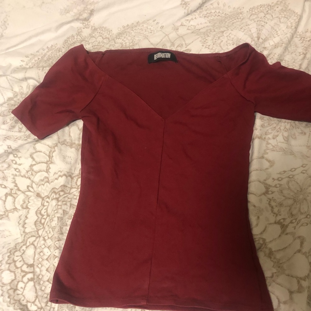 Crimson Reformation off-the-shoulder top